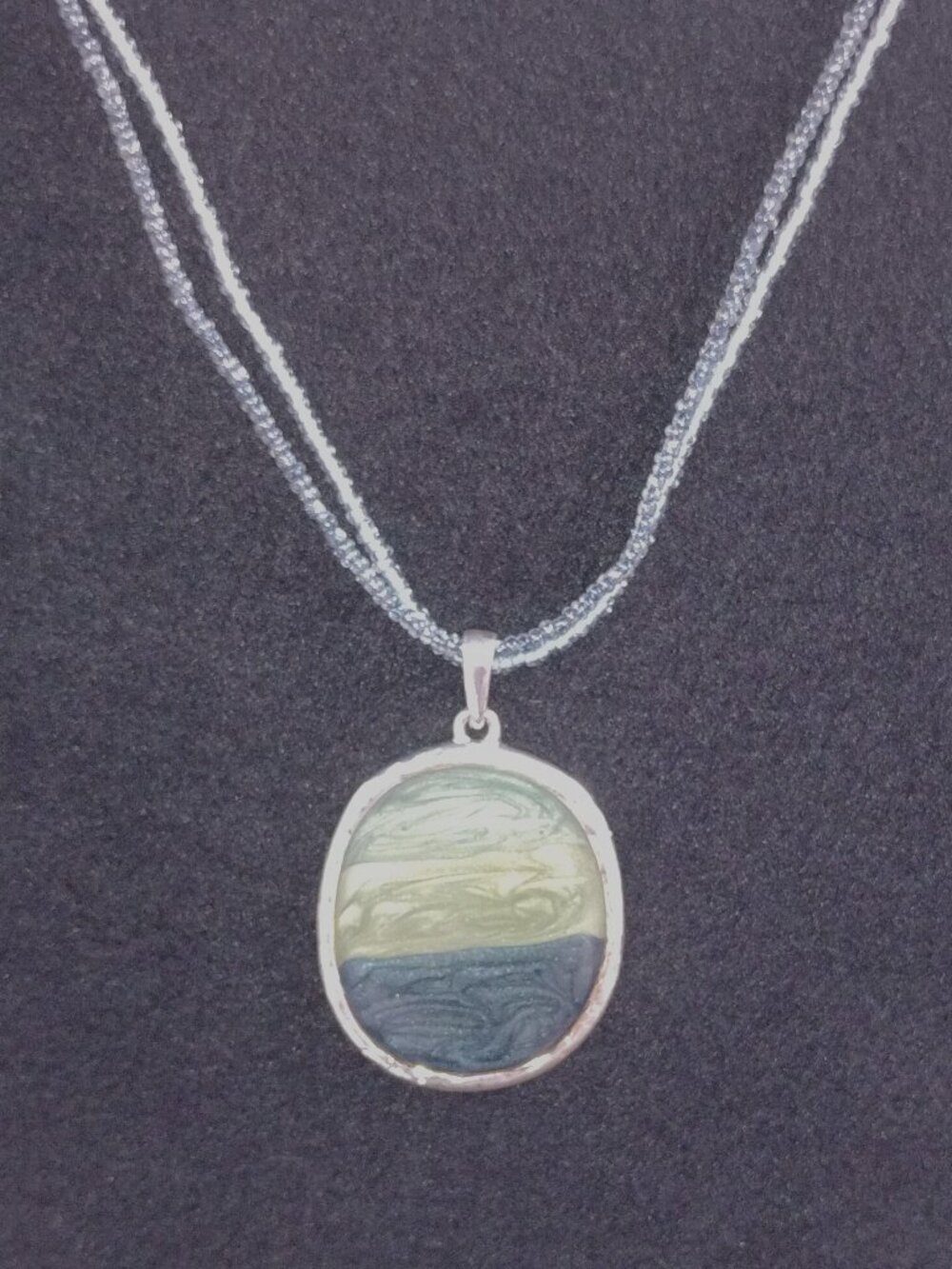 Vintage  Kennith Cole Green enamel necklace.